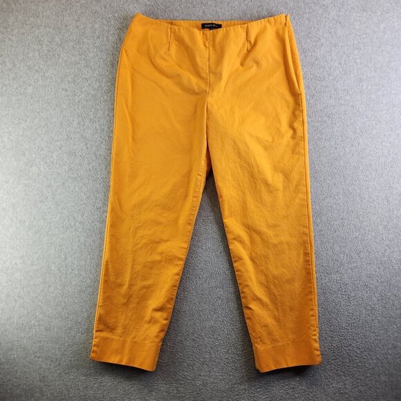 Lafayette 148 New York Pants Womens 12 Yellow Cropped Bleeker Resort Beach Work - Picture 1 of 13